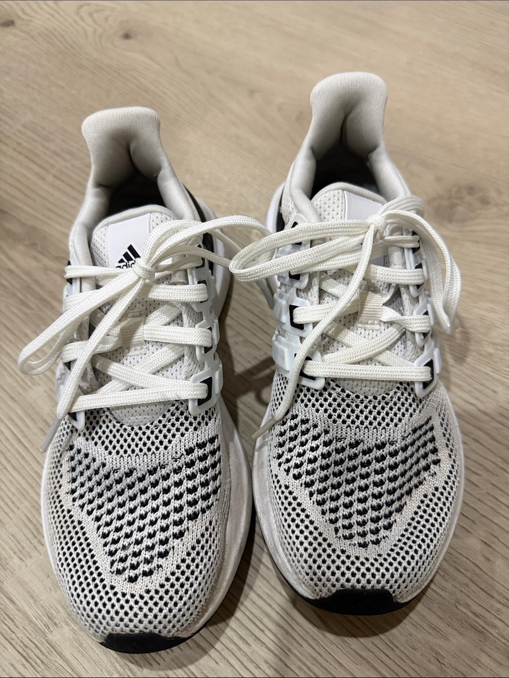 adidas White and Black Running Sneakers with Lace-Up Design